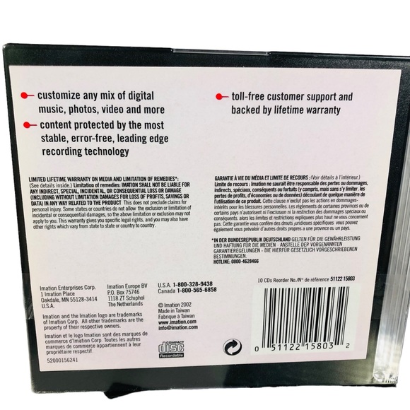 Lot of 4 Imation 10 pack CD-R 40x 80MIN/700MB New Factory Sealed - Picture 5 of 5